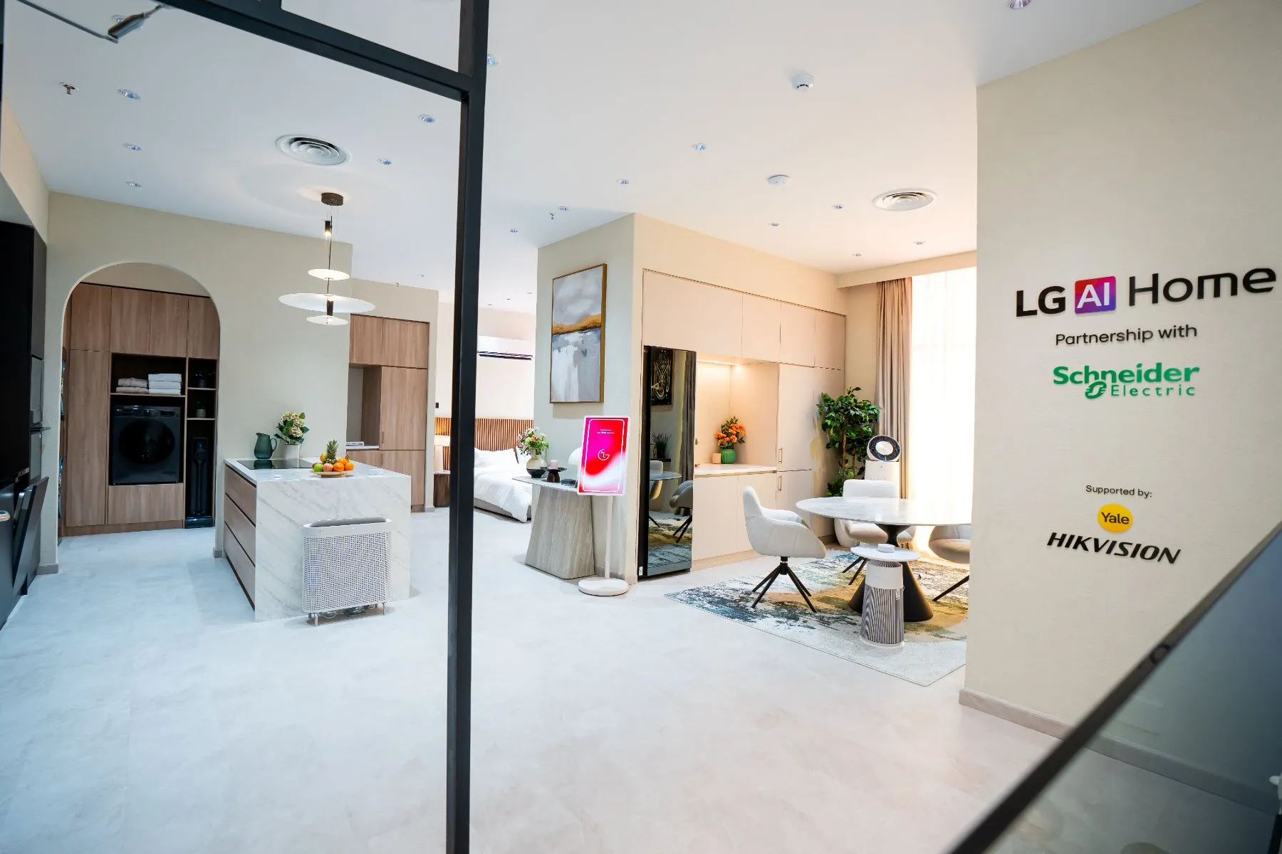LG’s AI Home Experience Zone in Riyadh showcases an integrated smart-living environment combining connected appliances, energy management, security and home automation.