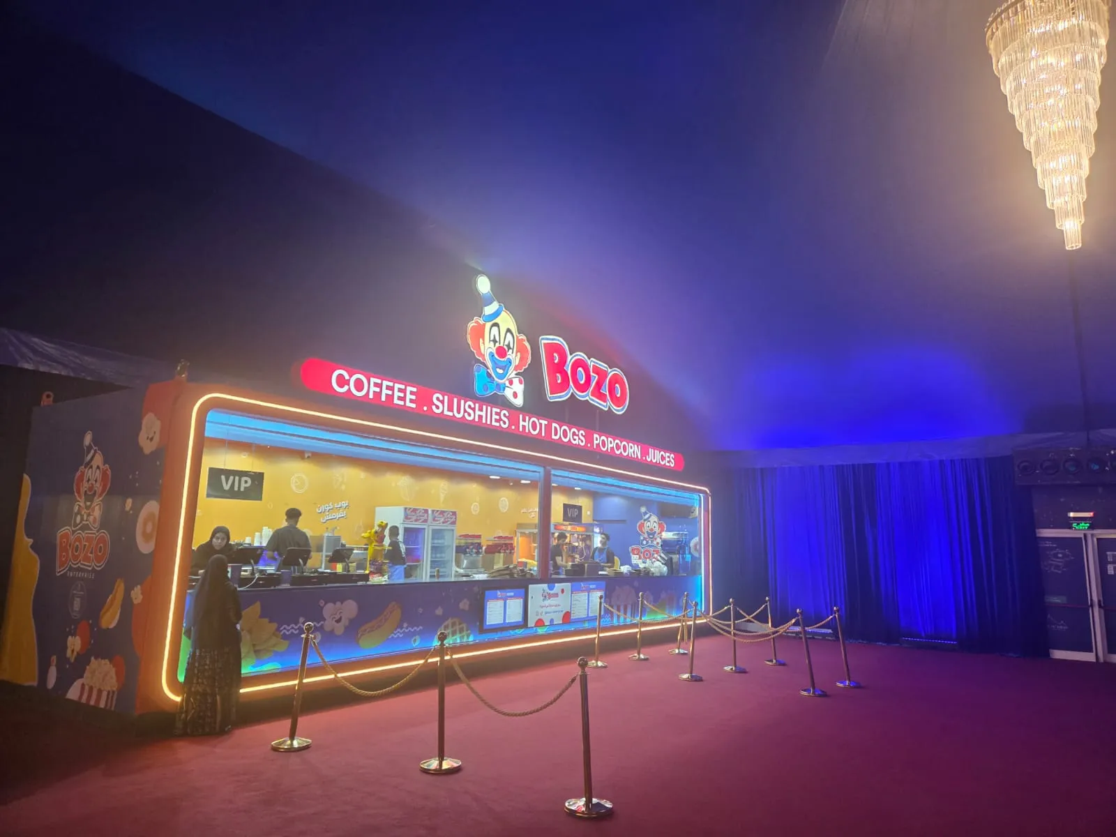 Bozo confectionery counter inside the Fontana Circus tent after the crowd had cleared